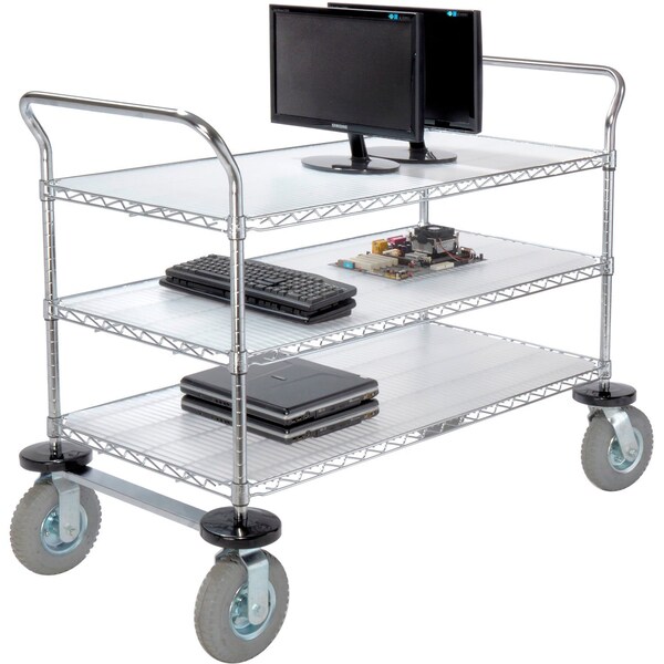 Nexel Chrome Wire Shelf Instrument Cart w/3 Shelves, 1200 Ib. Capacity, 48inL x 24inW x 44inH 188788 - main